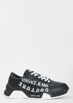 Черные кроссовки Versace Jeans Couture с белыми вставками, фото